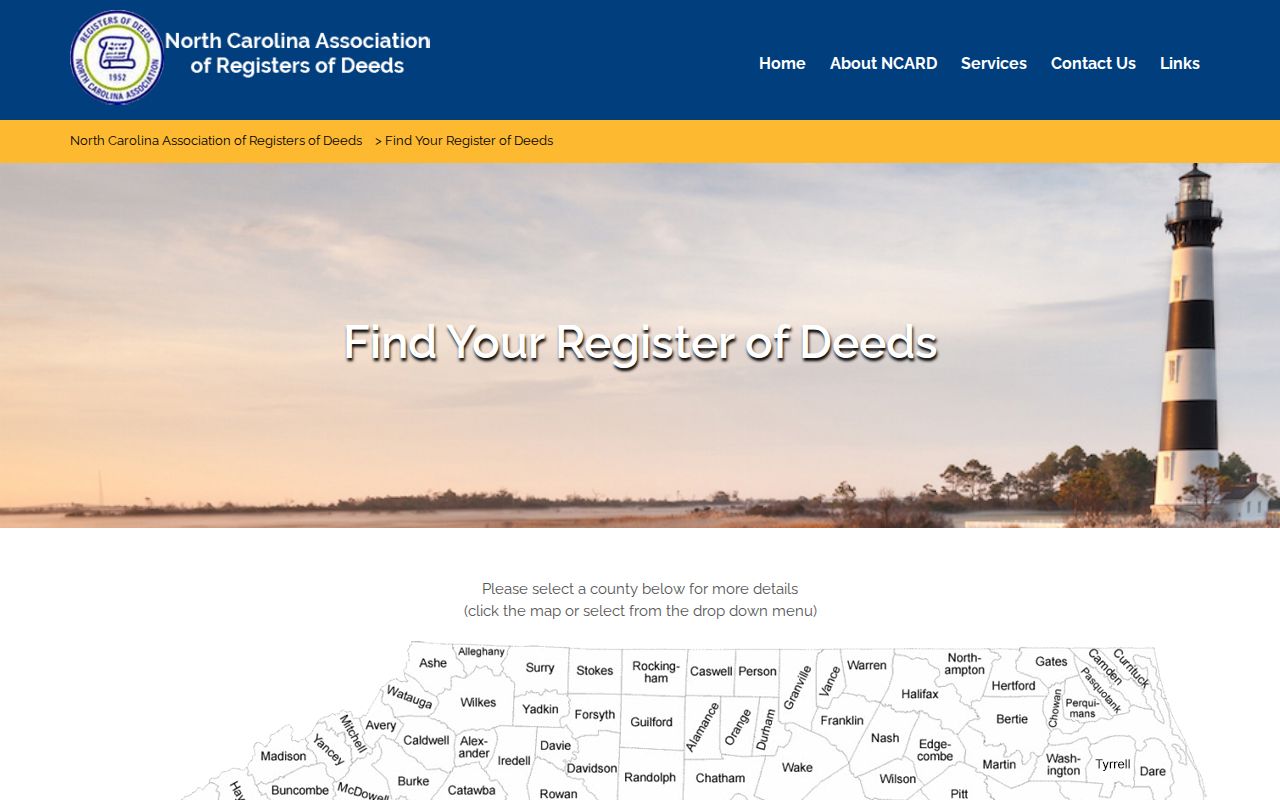 North Carolina people search using the county Register of Deeds finder