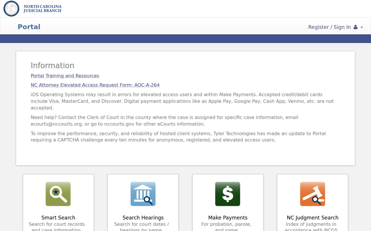North Carolina people search through the statewide eCourts Portal