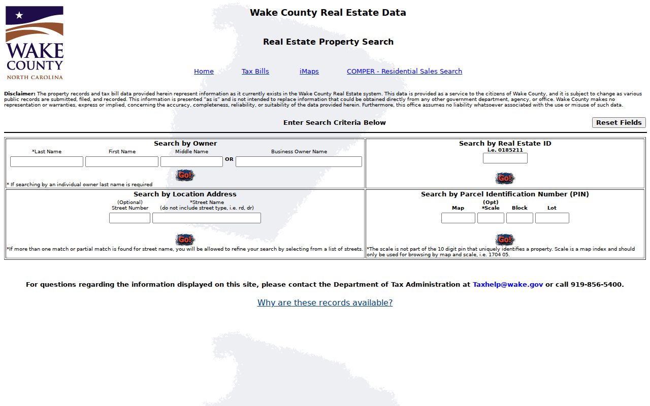 North Carolina people search using Wake County property ownership records