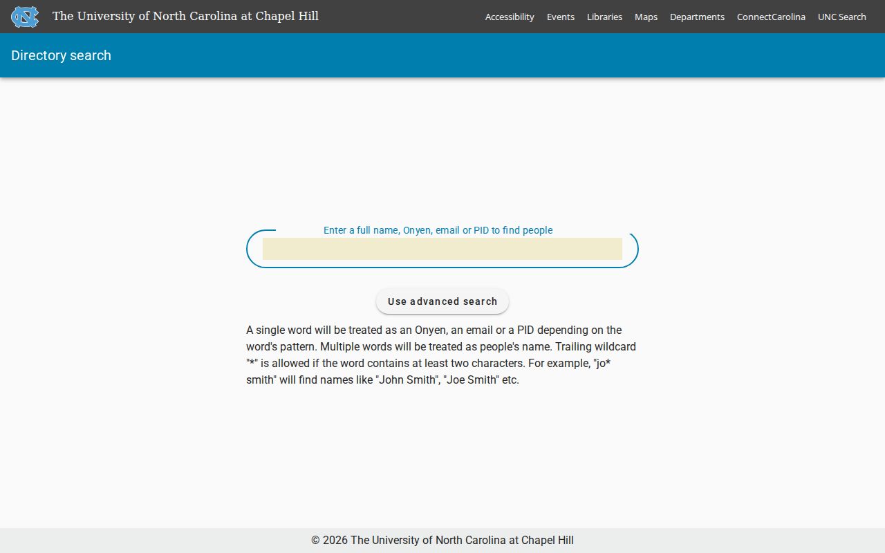 North Carolina people directories at UNC Chapel Hill