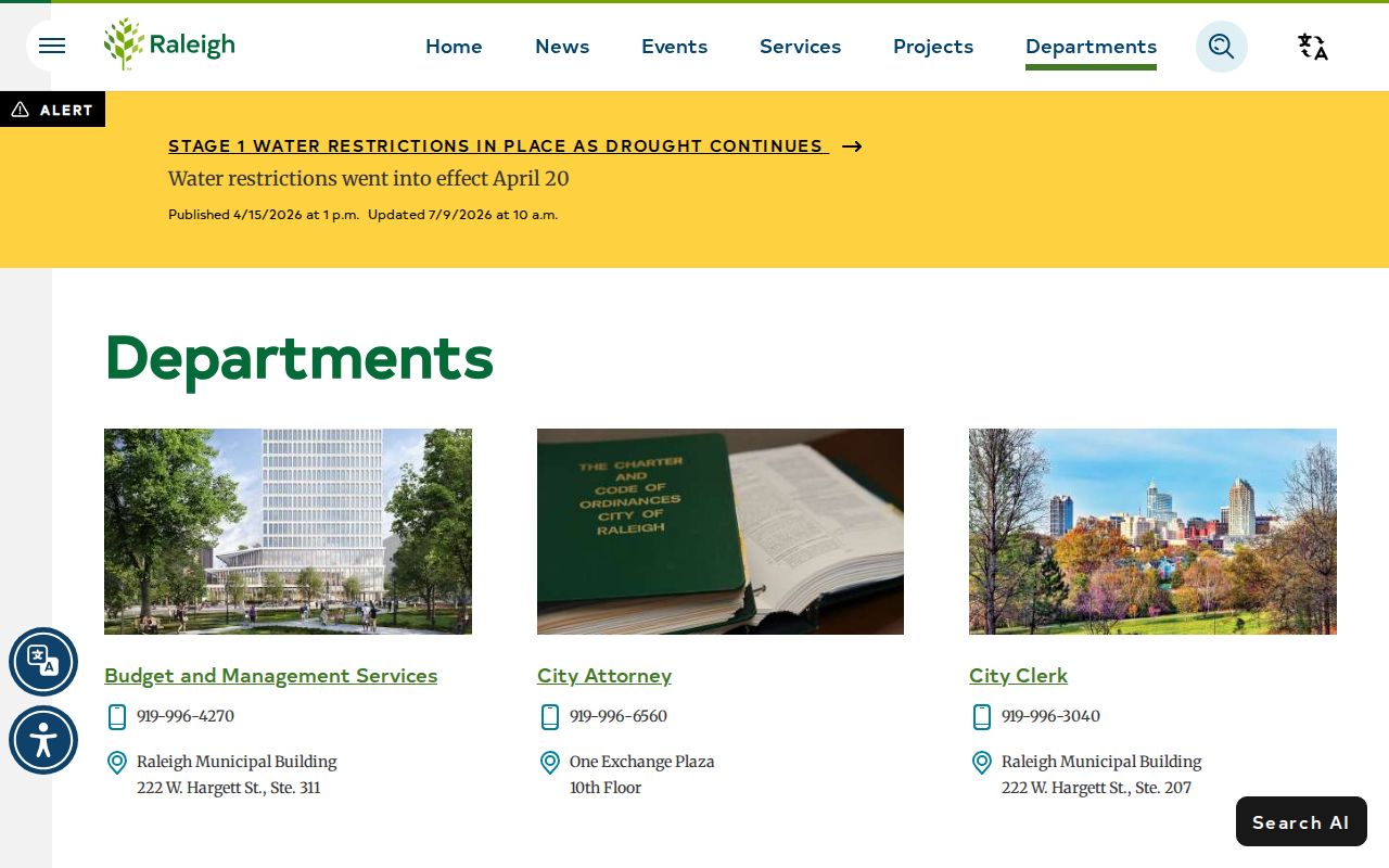 North Carolina people directories for Raleigh city departments
